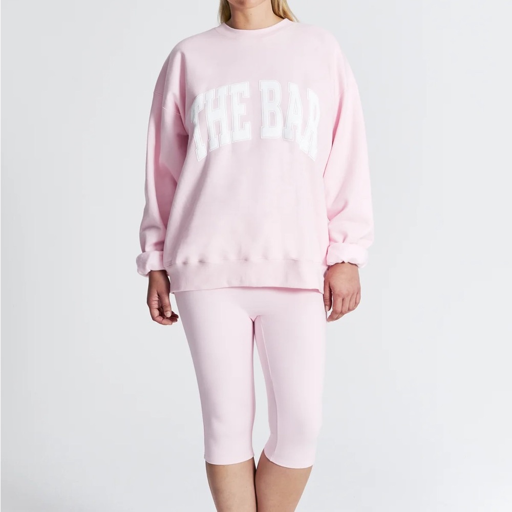 The Bar Blush Pink Varsity Crewneck Sweatshirt - Picture 2 of 9